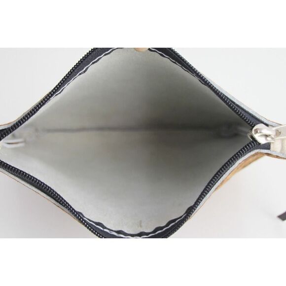 HANDCRAFTED BROWN GENUINE LEATHER PONY HAIR ZIP TOP HANDBAG CLUTCH POUCH - Picture 6 of 9